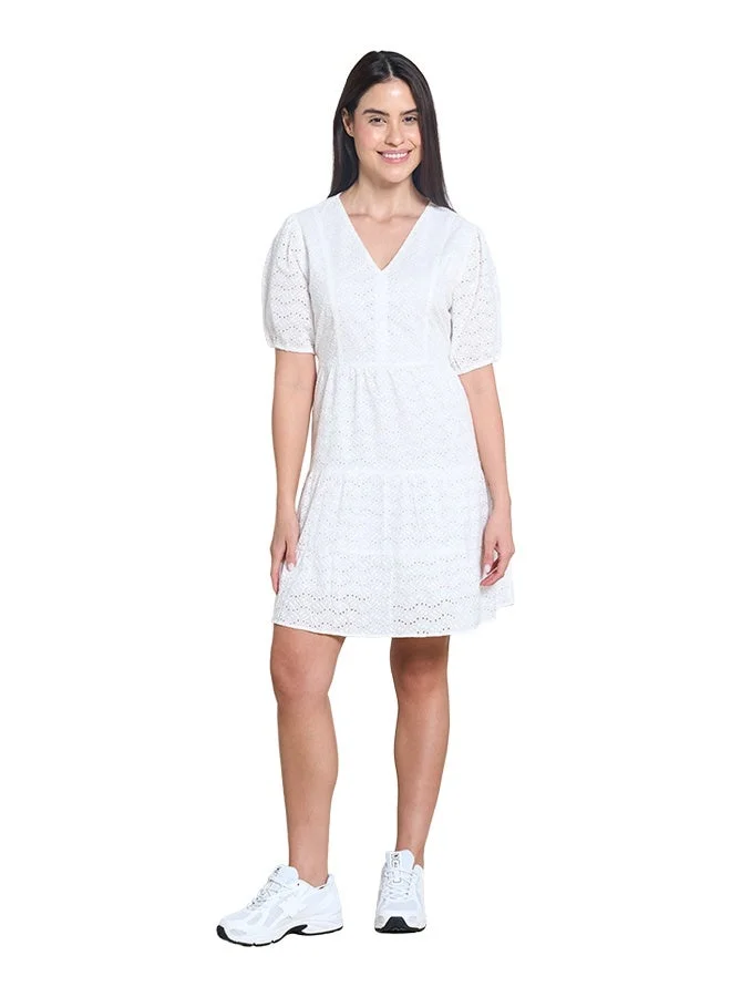 Asharae  Women's Puff Sleeve Dress With Tiers Comfortable Material, Breathable Daily Wear, Casual Fashion Outfit, Special Occasion Outfit, Trendy & Chic Apparel for Women | Best Price UAE